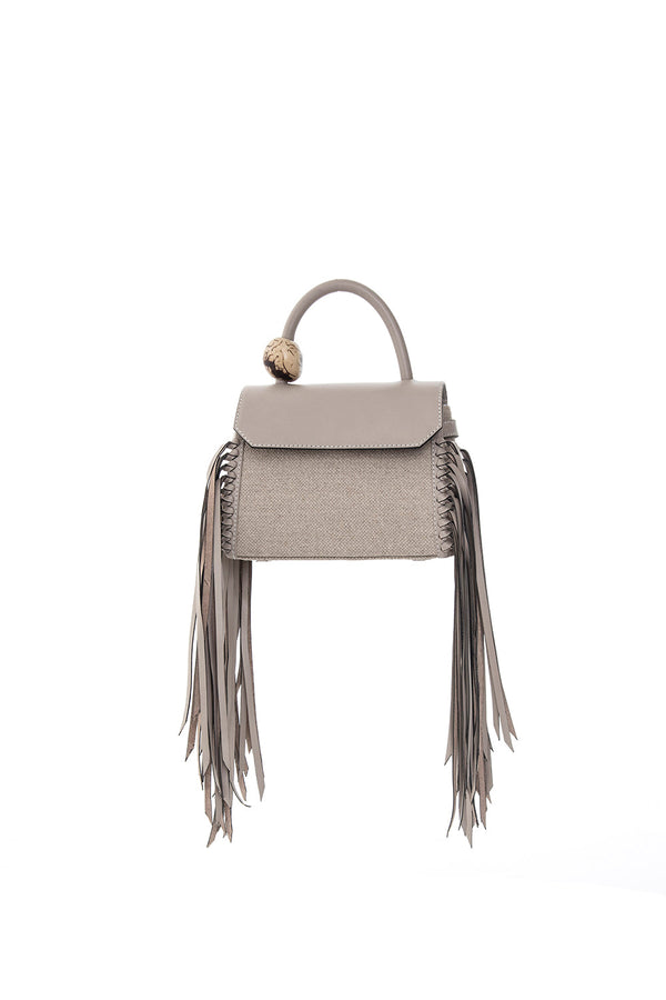 CARI MINI SATCHEL — HEMP FRINGE TAUPE